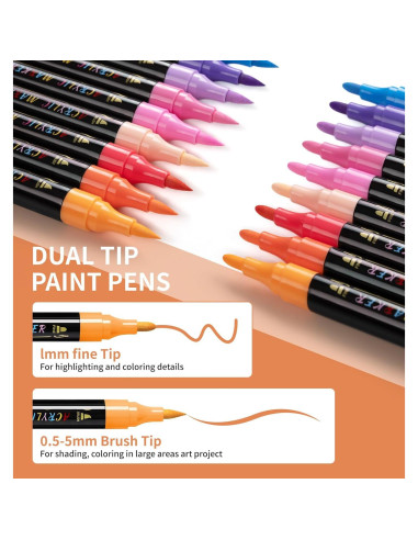 Marcadores de Pintura Acrílica Pindda 24 Colores Doble Punta