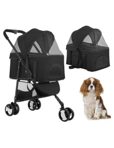 Carrito para Mascotas BestPet 3-en-1 Plegable Negro 19.96 kg