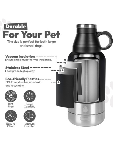 Botella de Agua Aislada WRTZ 32oz Acero Inoxidable Negro