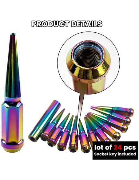 Tuercas de Rueda M14x1.5 24 Pcs Neo Chrome Altas 11.18 cm