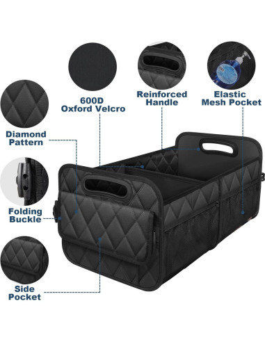 Organizador de Maletero de Coche Olosar Mediano Negro Impermeable