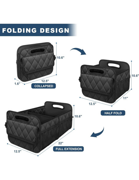 Organizador de Maletero de Coche Olosar Mediano Negro Impermeable