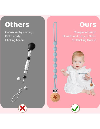 Clip de Chupete de Silicona 100% Grado Alimenticio - Paquete de 4