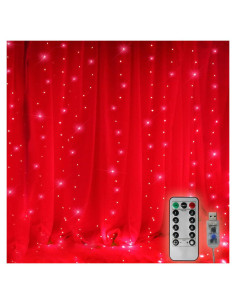 Luces de Cuerda LED Vicila 300 pcs Rojo 3m x 3m Control Remoto