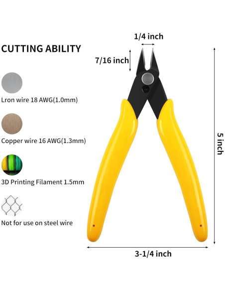 Cortadores Diagonales HongWay 5pcs 12.7cm Amarillo Ergonómico Cortadores Diagonales HongWay 5pcs 12.7cm Amarillo Ergonómico