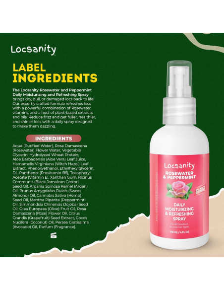 Locsanity Spray Hidratante Agua de Rosas y Menta 113.4ml Locsanity Spray Hidratante Agua de Rosas y Menta 113.4ml