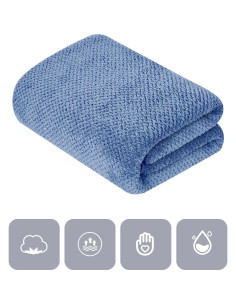 Juego de Toallas de Baño Jumbo 2 Piezas Microfibra Azul 2