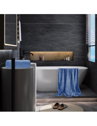 Juego de Toallas de Baño Jumbo 2 Piezas Microfibra Azul