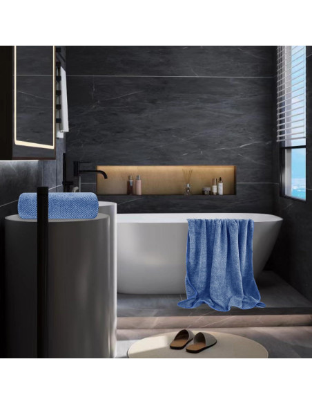 Juego de Toallas de Baño Jumbo 2 Piezas Microfibra Azul