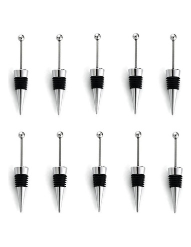 10 Tapones de Vino Reutilizables ENLAYER de Acero Inoxidable