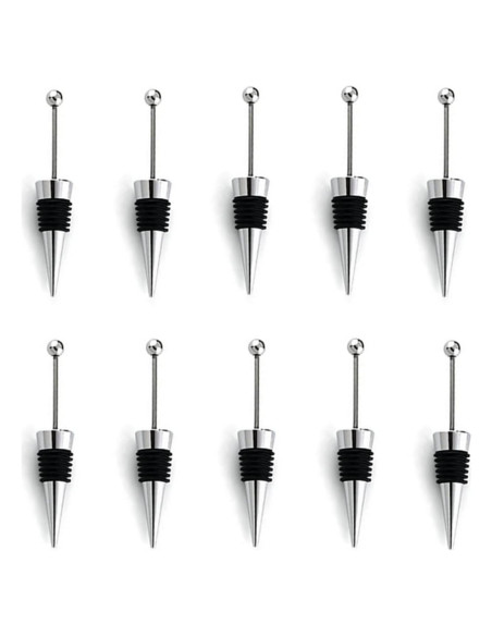 10 Tapones de Vino Reutilizables ENLAYER de Acero Inoxidable