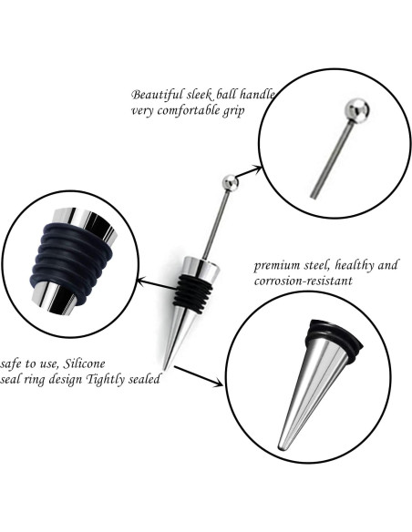 10 Tapones de Vino Reutilizables ENLAYER de Acero Inoxidable