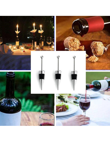 10 Tapones de Vino Reutilizables ENLAYER de Acero Inoxidable