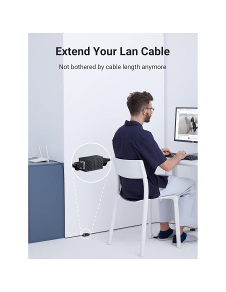 Acoplador Extensor Ethernet UGREEN RJ45 Hembra a Hembra 5 Pcs