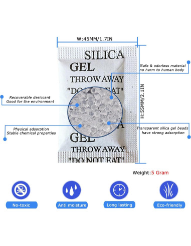 Paquetes de Gel de Sílice 50PCS 5g Deshidratantes Smaring