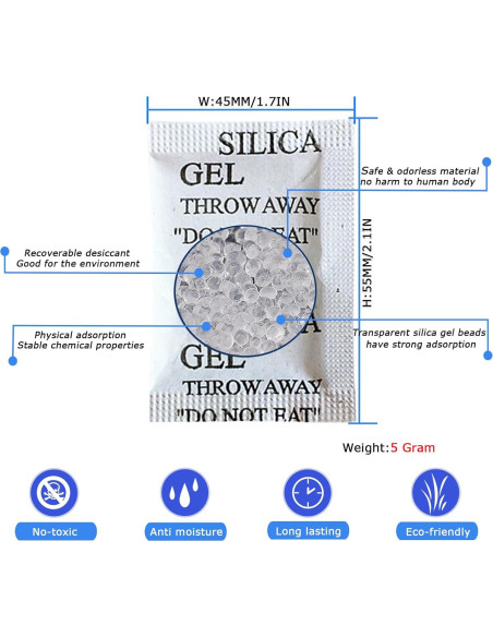Paquetes de Gel de Sílice 50PCS 5g Deshidratantes Smaring