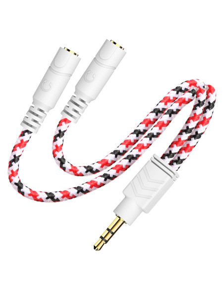 Divisor de Auriculares DuKabel 3.5mm Rojo Navidad 25cm