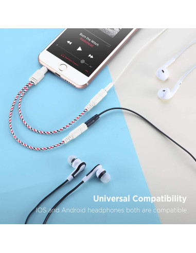 Divisor de Auriculares DuKabel 3.5mm Rojo Navidad 25cm