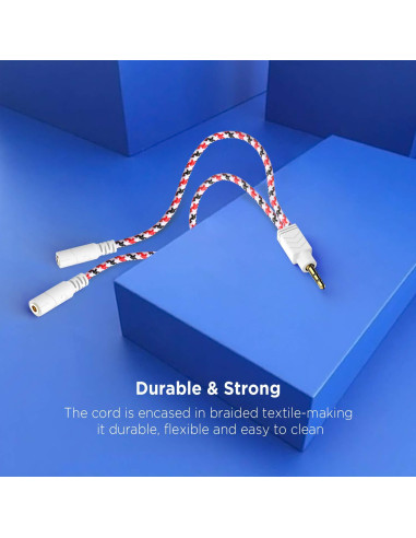 Divisor de Auriculares DuKabel 3.5mm Rojo Navidad 25cm