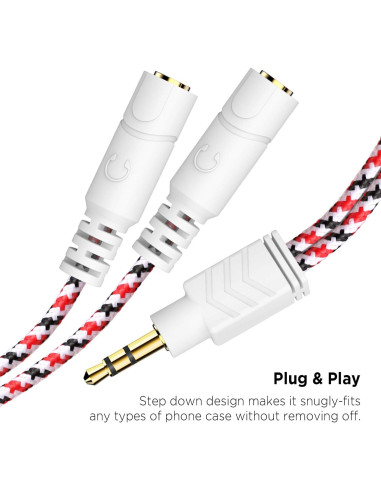 Divisor de Auriculares DuKabel 3.5mm Rojo Navidad 25cm