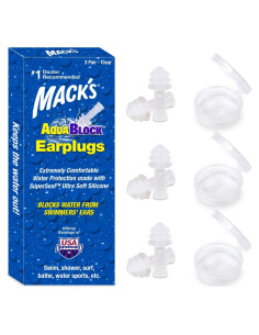 Tapones para oídos AquaBlock Mack's - Silicona impermeable 3 pares