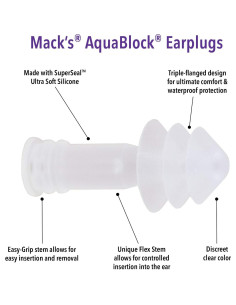 Tapones para oídos AquaBlock Mack's - Silicona impermeable 3 pares 2