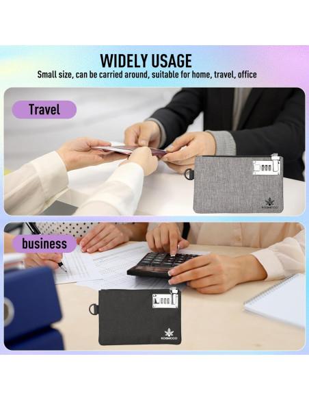 2 Pcs Bolsa de Dinero Bloqueable KOSMCCO 12.7x20.3 cm Nylon