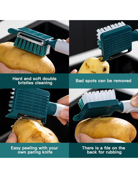 Cepillo y Pelador de Verduras 2 en 1 BuRuiJi Verde Oscuro Cepillo y Pelador de Verduras 2 en 1 BuRuiJi Verde Oscuro