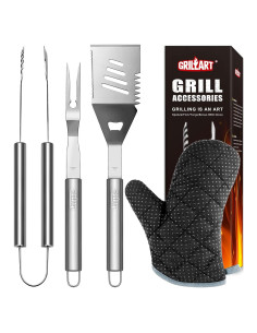 Juego de Utensilios para Parrilla GRILLART 3 Piezas Acero Inoxidable