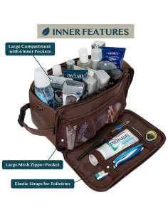 Neceser de Viaje PAVILIA para Hombres XL Marrón Oscuro 2