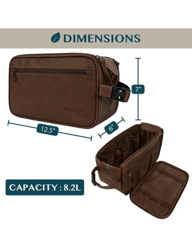 Neceser de Viaje PAVILIA para Hombres XL Marrón Oscuro