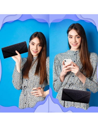 Bolso Clutch de Noche para Mujeres BBjinronjy - Brillo Elegante 23.4x4.8x9.9cm