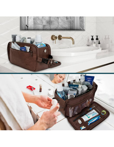 Neceser de Viaje PAVILIA para Hombres XL Marrón Oscuro