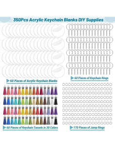 Kit de Llaveros DIY Cludoo 350 Pcs Acrílico Transparente 2