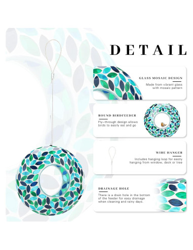 Comedero para Aves VCUTEKA Mosaico Colgante 25.4 cm Verde