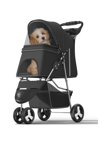 Carrito para Mascotas OS MOTOR 3 Ruedas Plegable Negro 15 kg