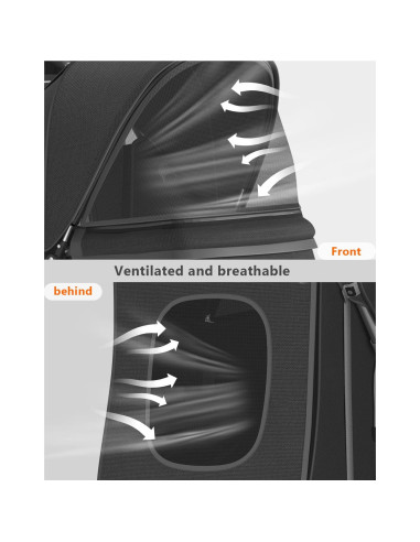 Carrito para Mascotas OS MOTOR 3 Ruedas Plegable Negro 15 kg