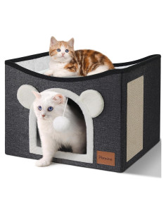 Casa para Gatos Persure Grande Plegable Gris Oscuro 42x42x33cm