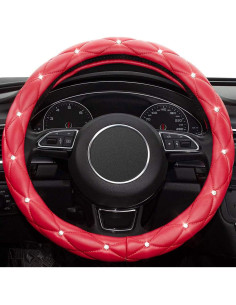 Cubierta de Volante Rojo Xizopucy de Cuero con Cristales 37-39 cm 2