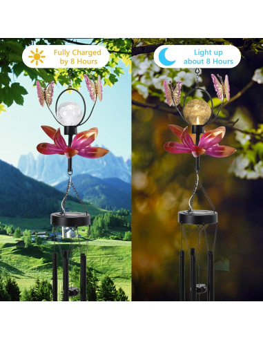 Campanas de Viento Solares Taman Mariposa 89 cm Decorativas
