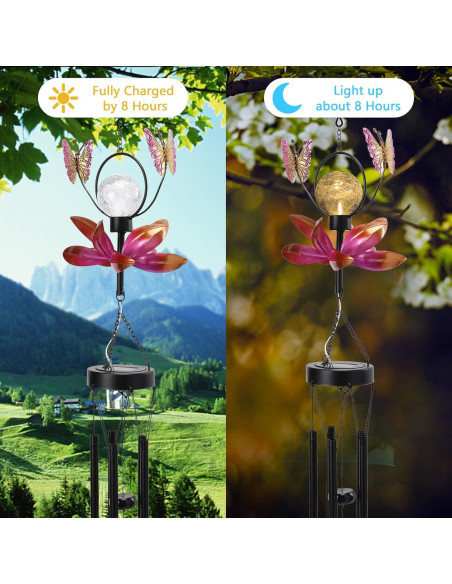 Campanas de Viento Solares Taman Mariposa 89 cm Decorativas