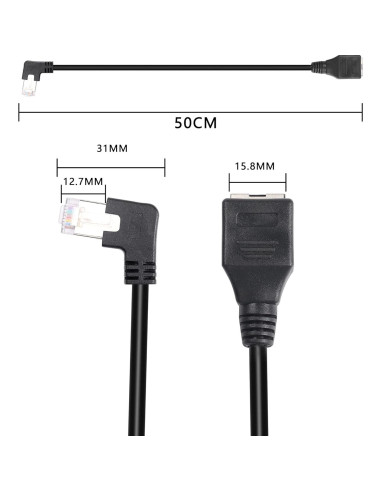 Cable de Extensión Ethernet RJ45 Macho/Hembra 50cm GELRHONR