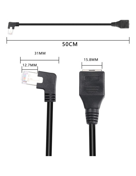 Cable de Extensión Ethernet RJ45 Macho/Hembra 50cm GELRHONR