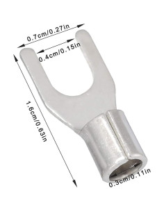 100 Terminales de Horquilla Desnudos Carkio SNB3.5-4 Cobre 37A 2
