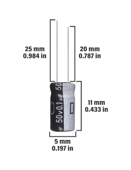Capacitor Electrolítico ALLECIN 0.1uF 50V 5x11mm Paquete 15