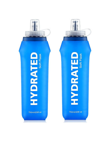 2 Botellas de Agua Plegables SLUXKE 750ml TPU Azul