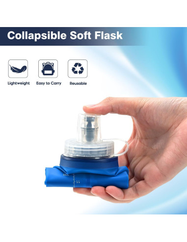 2 Botellas de Agua Plegables SLUXKE 750ml TPU Azul