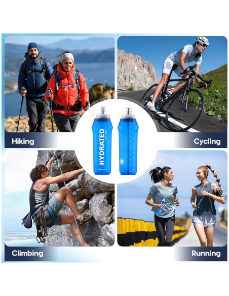 2 Botellas de Agua Plegables SLUXKE 750ml TPU Azul