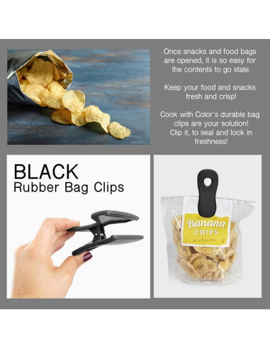 Clips para Bolsas COOK WITH COLOR - Paquete de 8, Negro