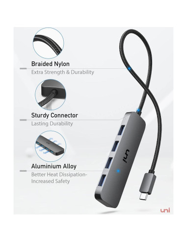 Adaptador USB C a 4 USB A uni, Hub Thunderbolt 3/4 50g